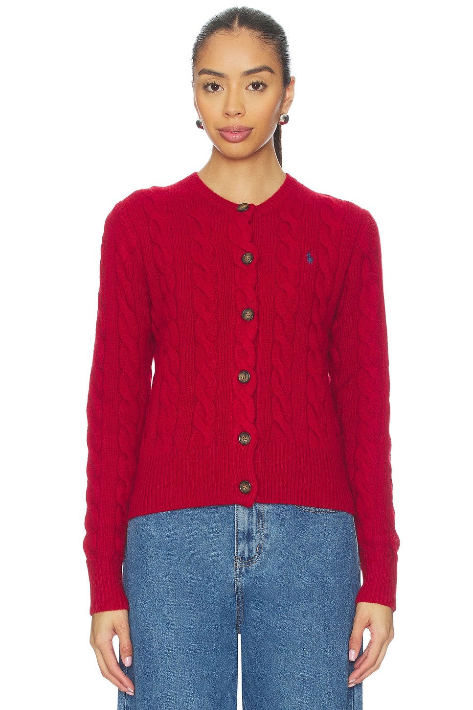 Cable Knit Wool Cashmere Cardigan - thumbnail 3