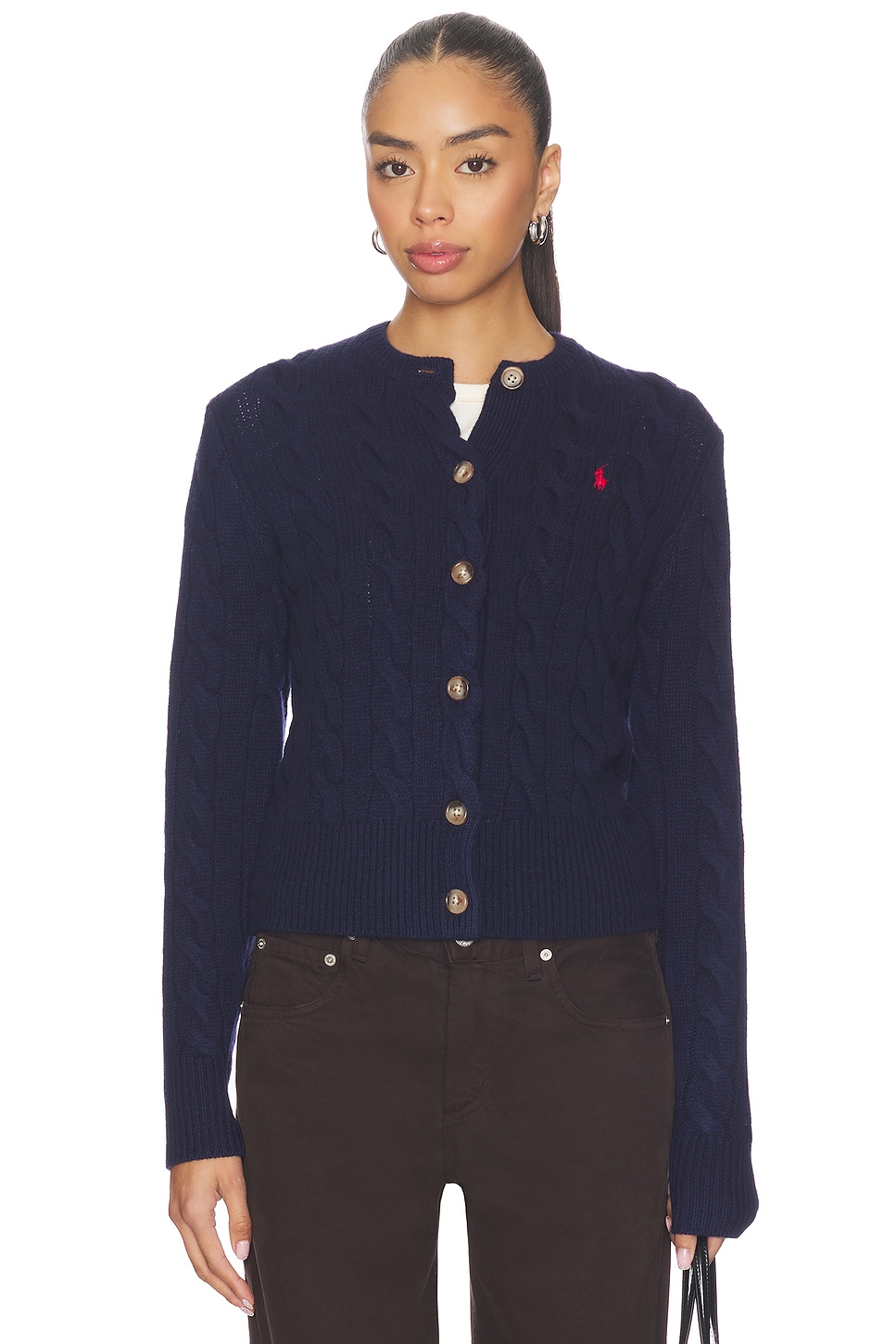 Polo Ralph Lauren 長袖クルーネックカーディガン - Hunter Navy | REVOLVE