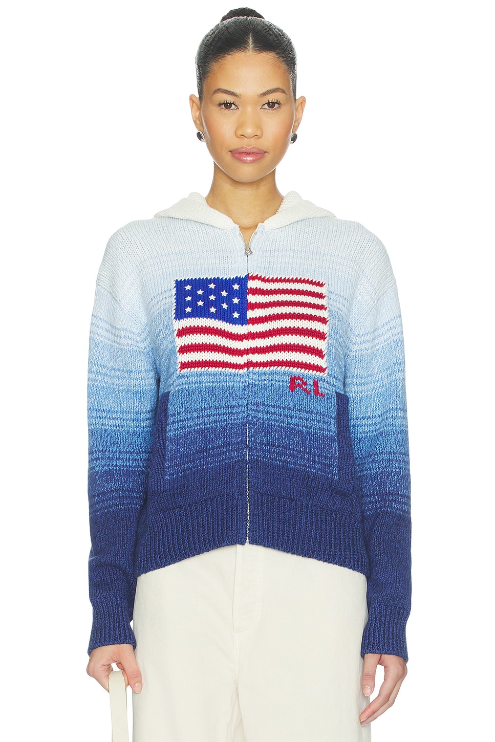 Polo Ralph Lauren 長袖フード付きジャケット - White & Royal Blue