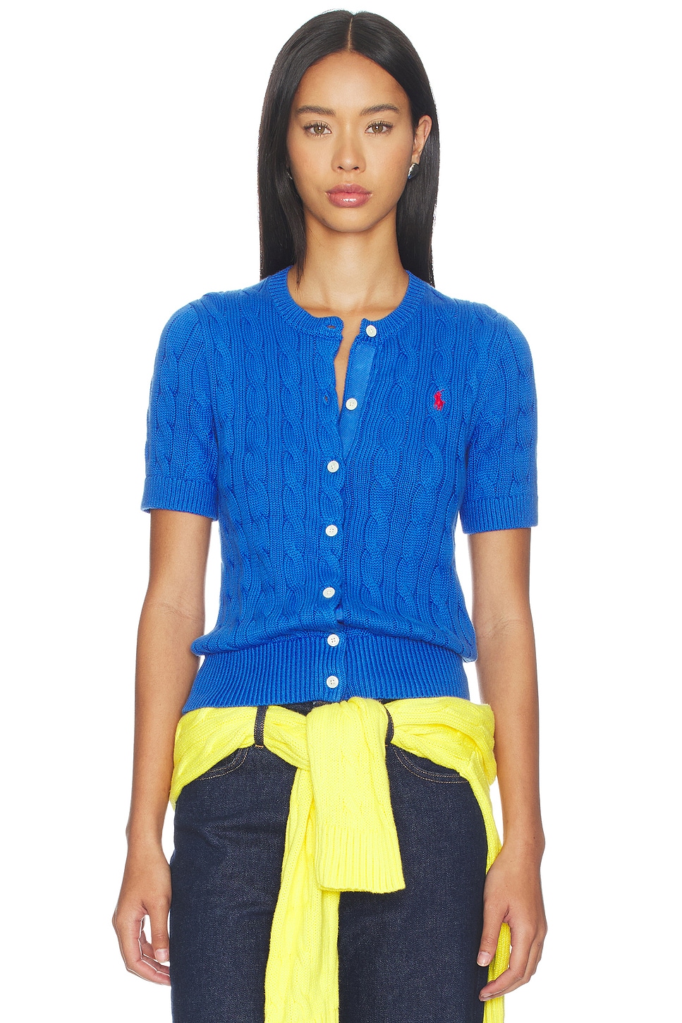 Polo Ralph Lauren コットン半袖カーディガンセーター - Gala Blue