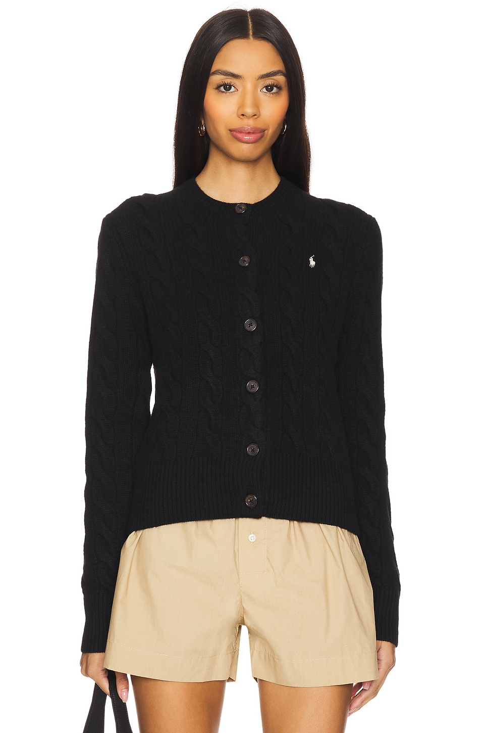 Polo Ralph Lauren Cable-knit Wool-cashmere Cardiganin Polo Black