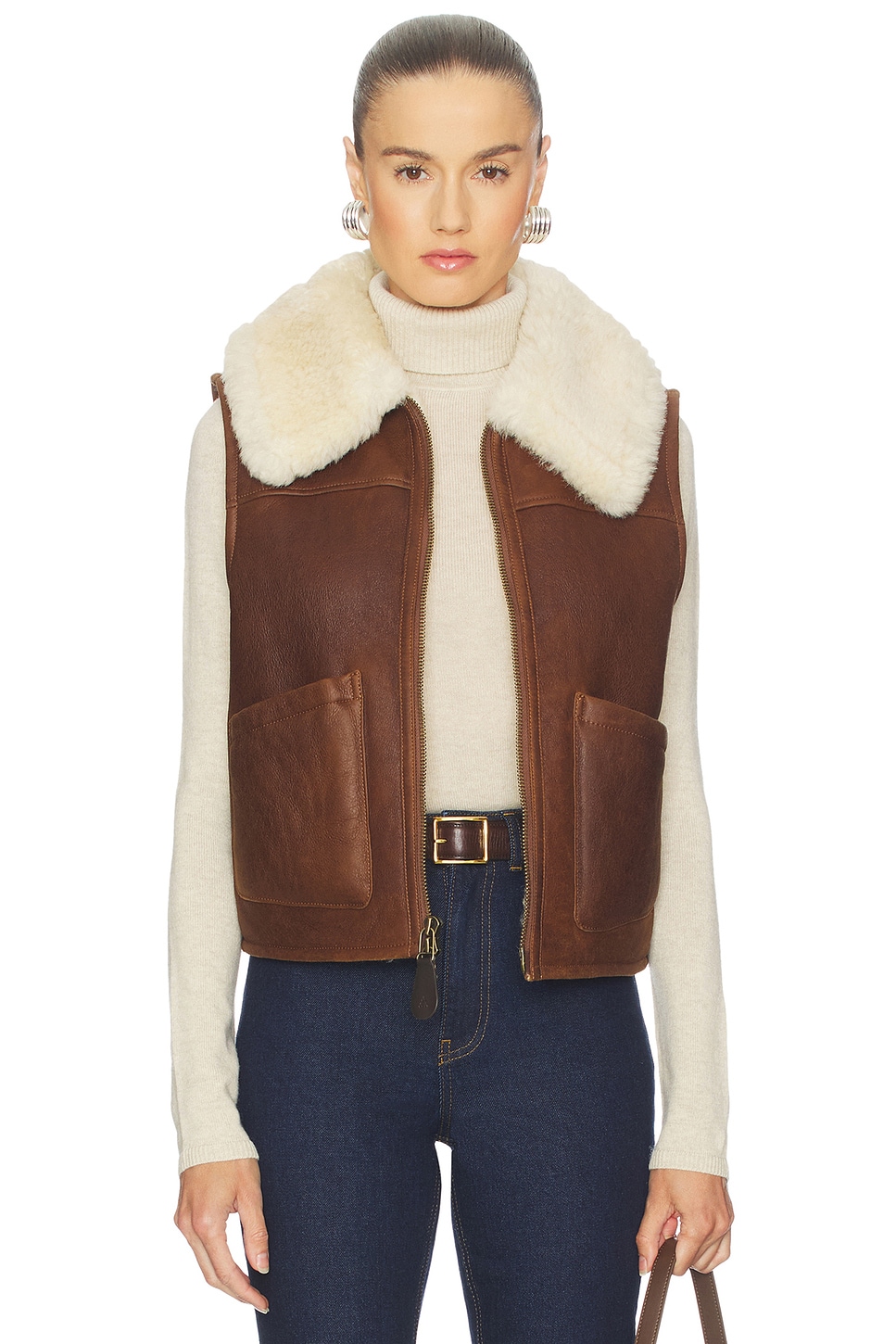 Polo Ralph Lauren Shearling Full-zip Vest in Pale Russet Spring