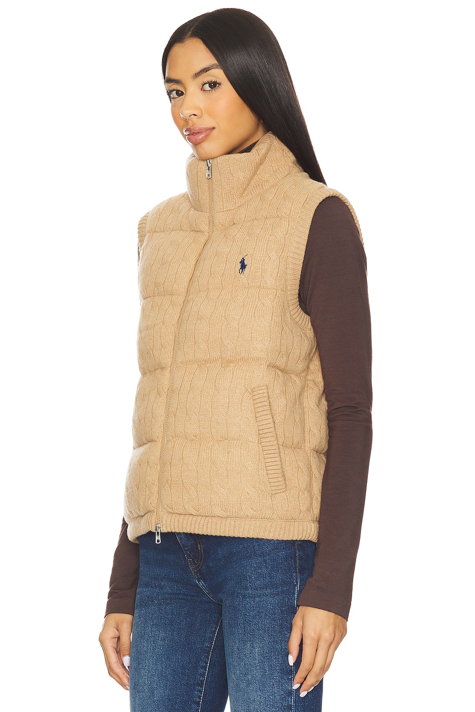 Polo Ralph Lauren Cable Knit Wool Cashmere Quilted Vest thumbnail