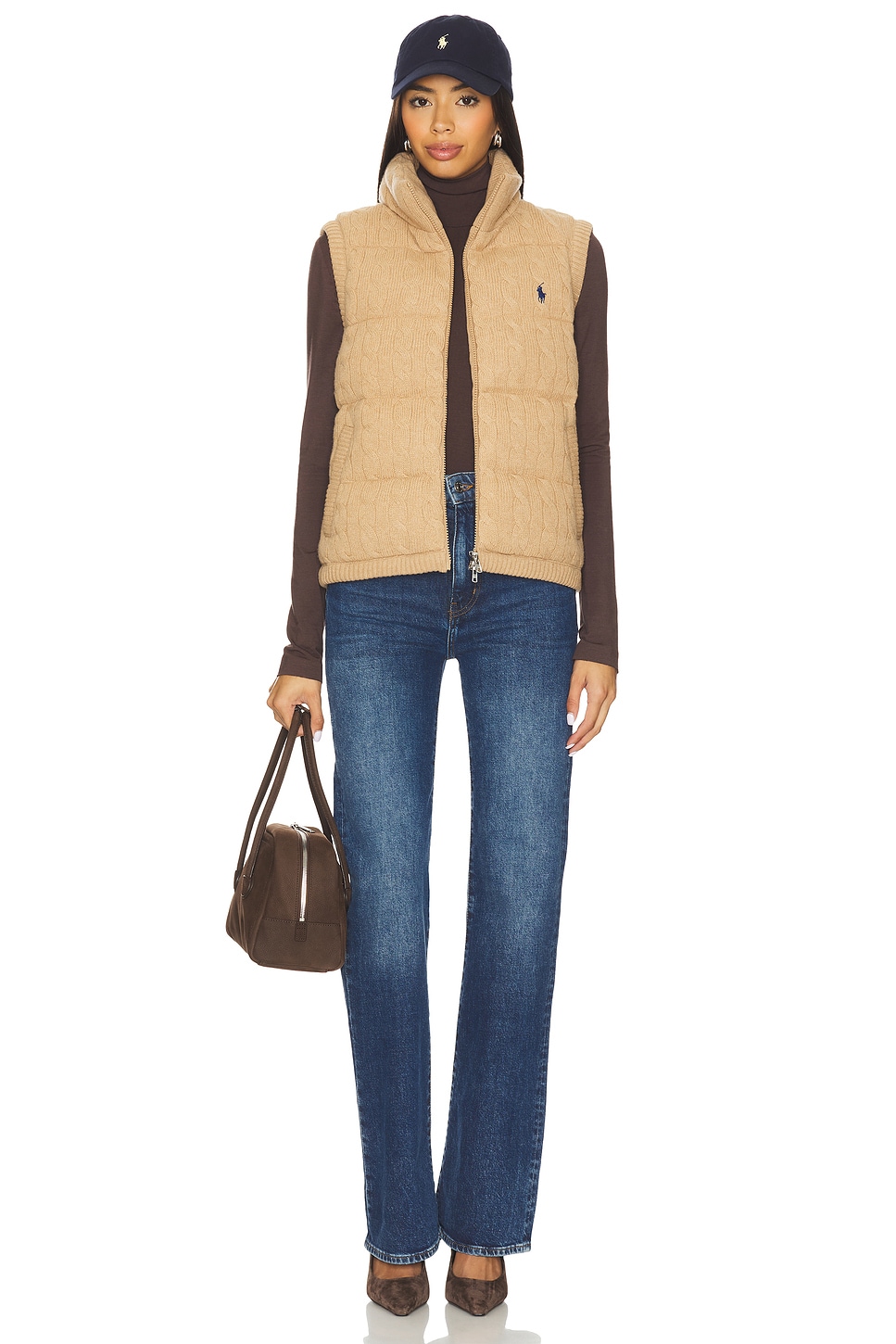 Polo Ralph Lauren Cable Knit Wool Cashmere Quilted Vest thumbnail