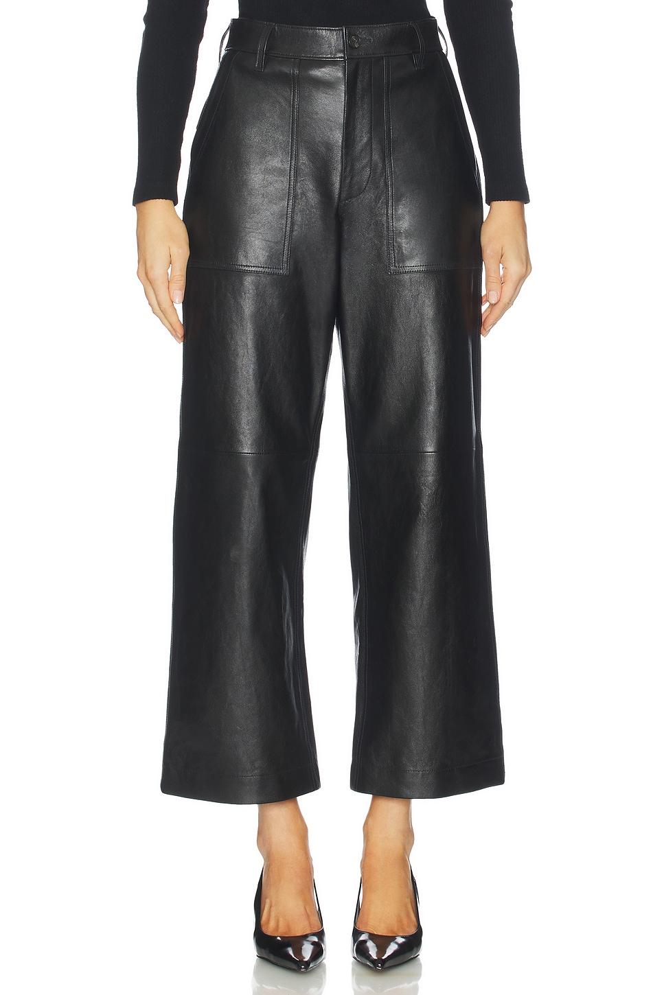 Lux Lambskin Ankle Wide Leg Pants