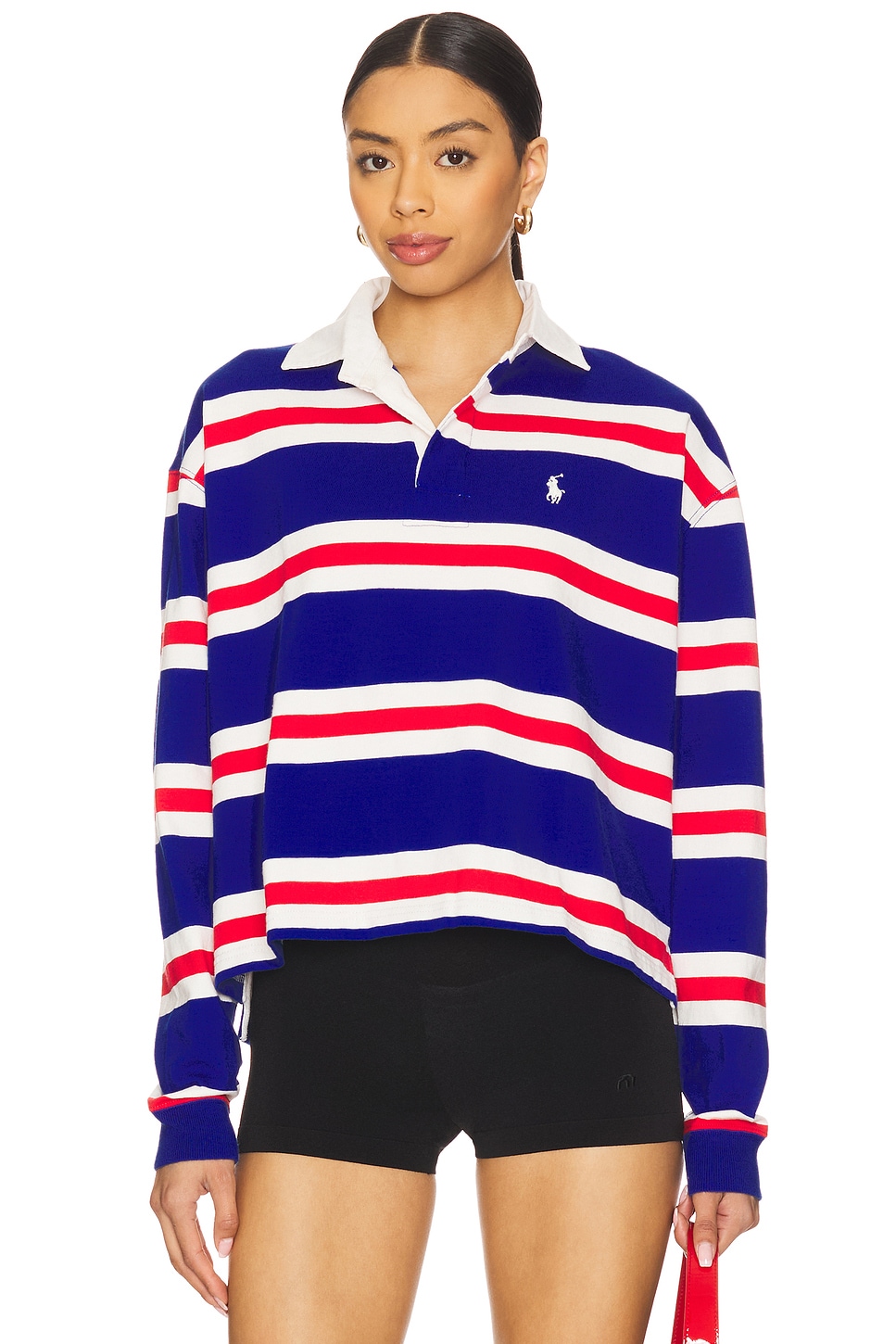 ★★POLO RALPH LAUREN★★ W Stripe Crop Jersey Rugby Shirt Y Genuine Polo Ralph Lauren Stripe Cropped Jersey Rugby Shirt