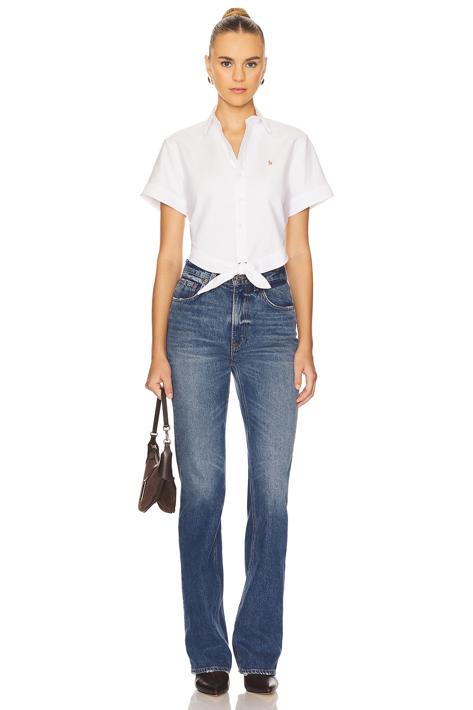 Polo Ralph Lauren Cotton Oxford Tie-front Cropped Shirt thumbnail