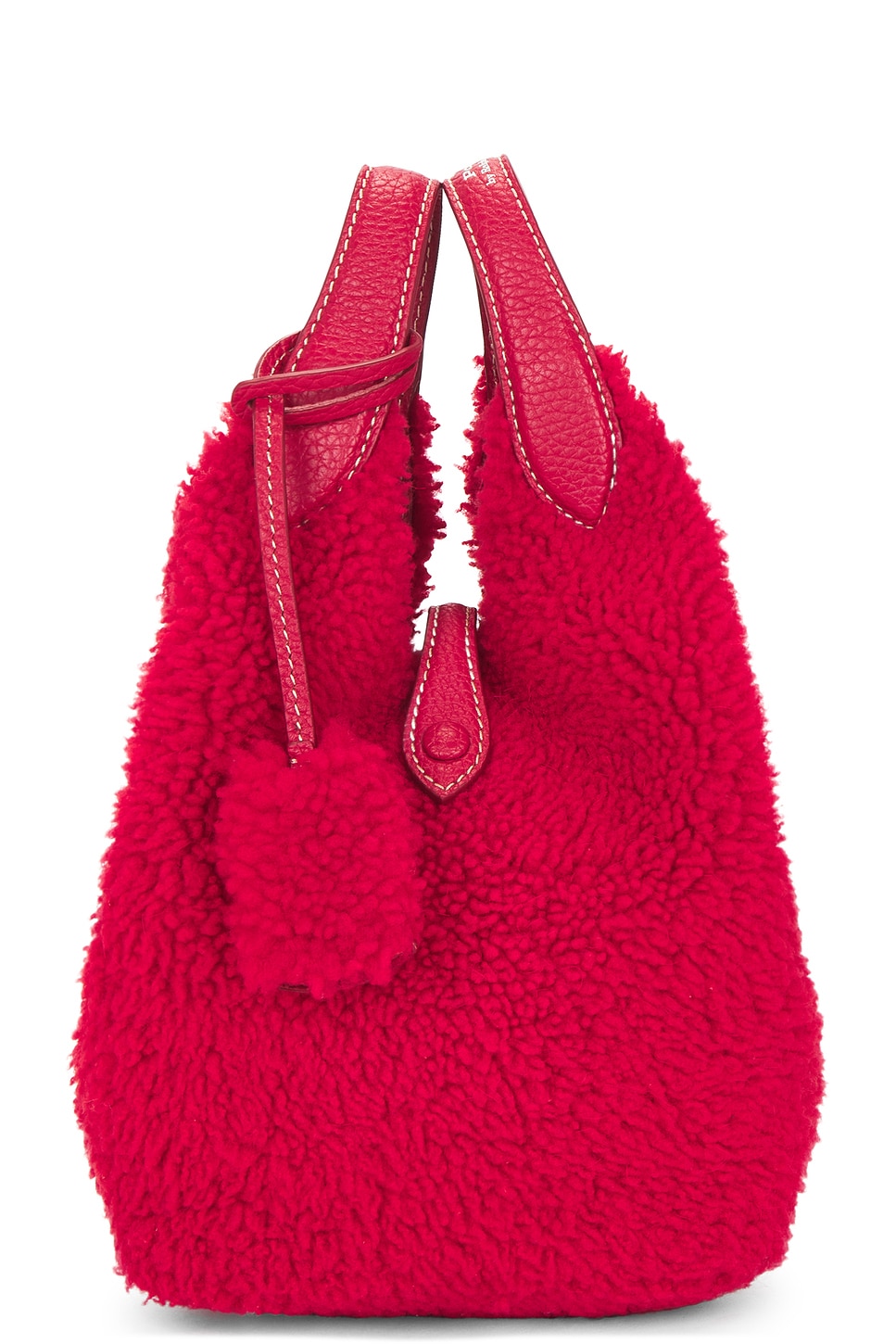 Shearling & Pebble Leather Crossbody Tote Small
