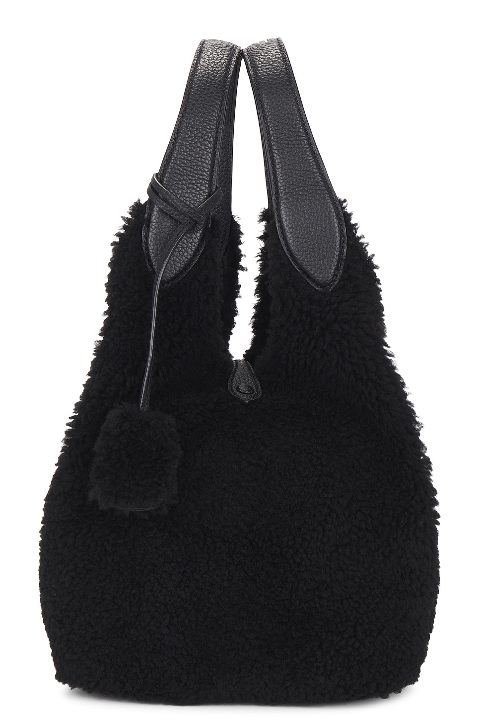 Shearling & Pebble Leather Tote Medium