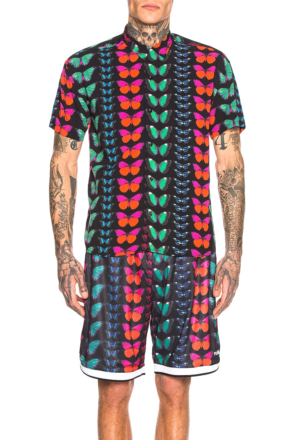 Pleasures Shorts Butterfly Short Sleeve Button Up
