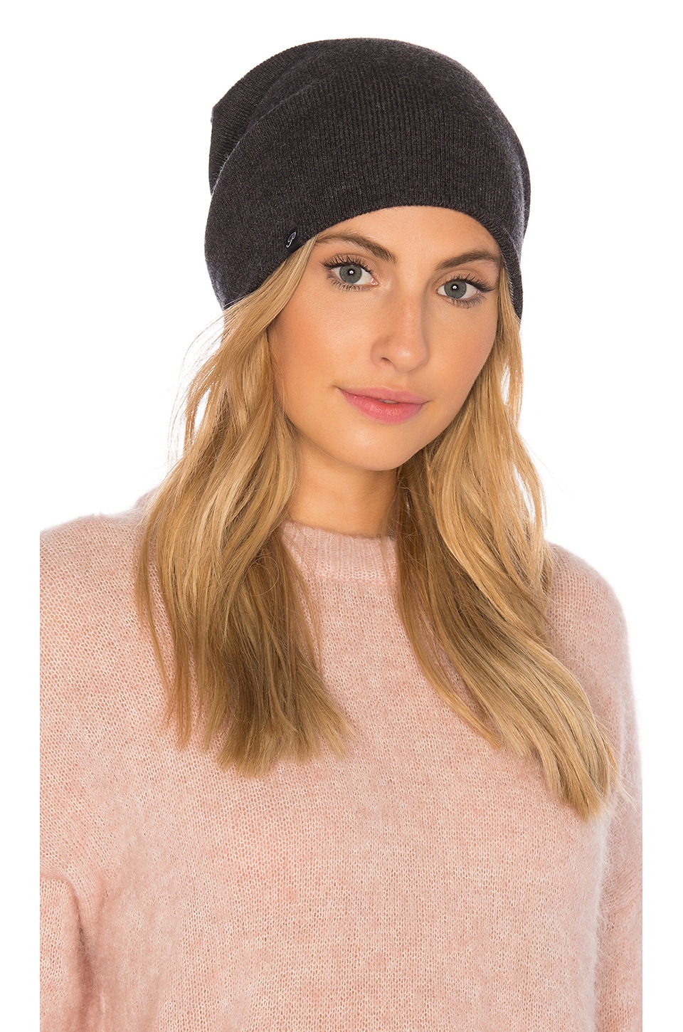 Plush Vegan Cashmere Reversible Beanie in Heather Grey & Charcoal REVOLVE
