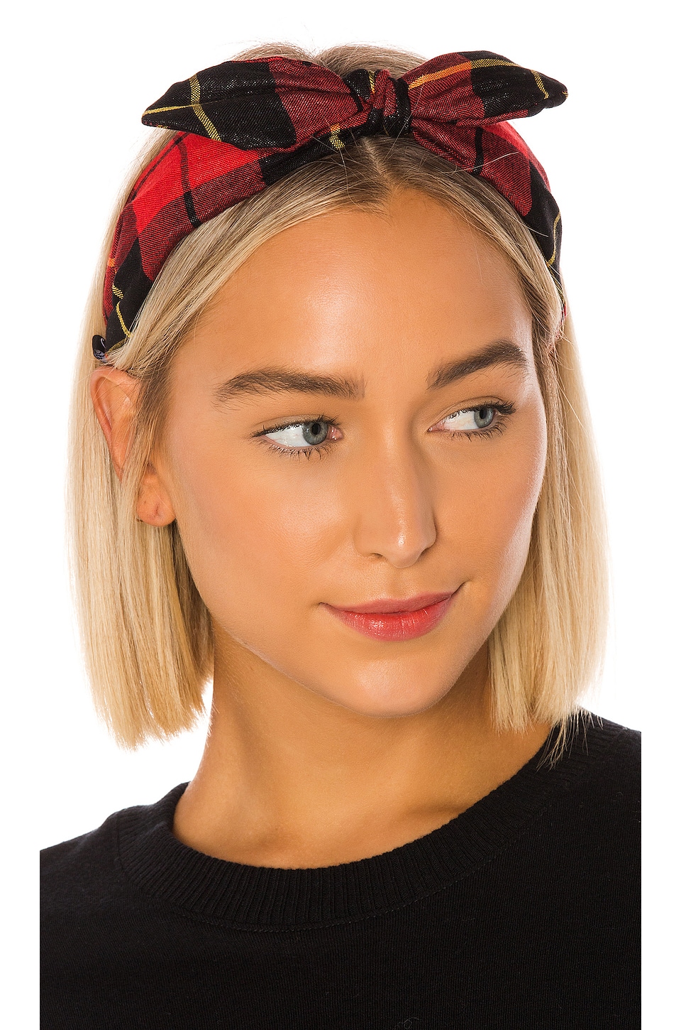 plaid headband with bow
