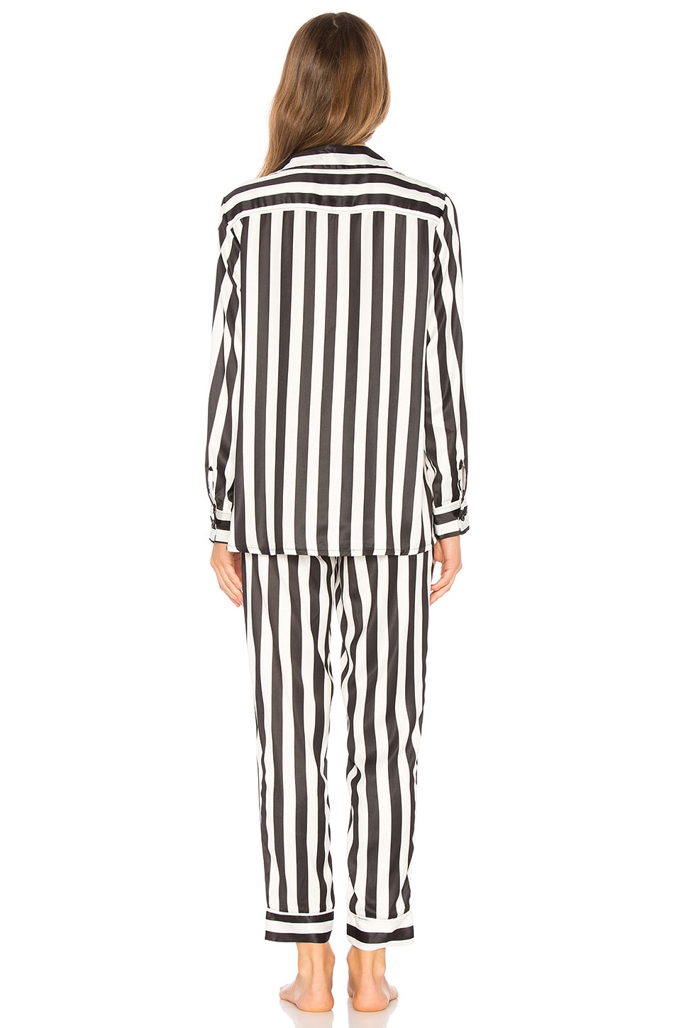 Plush Silky Striped PJ Set Black & White