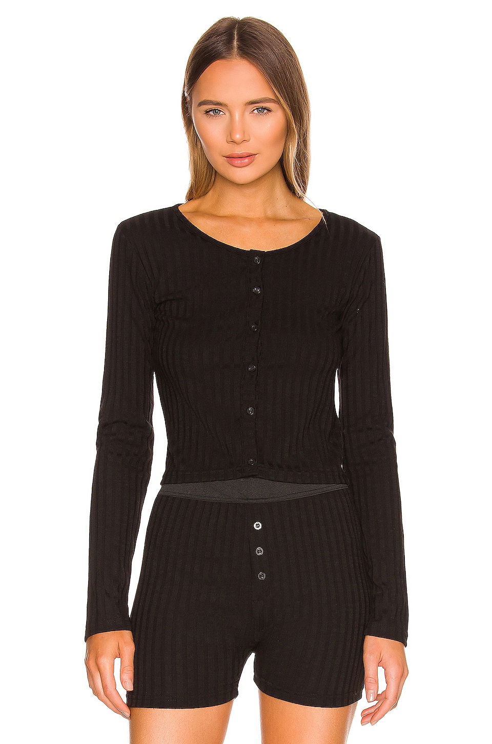 Plush Ribbed Knit Cardigan in Black | REVOLVE