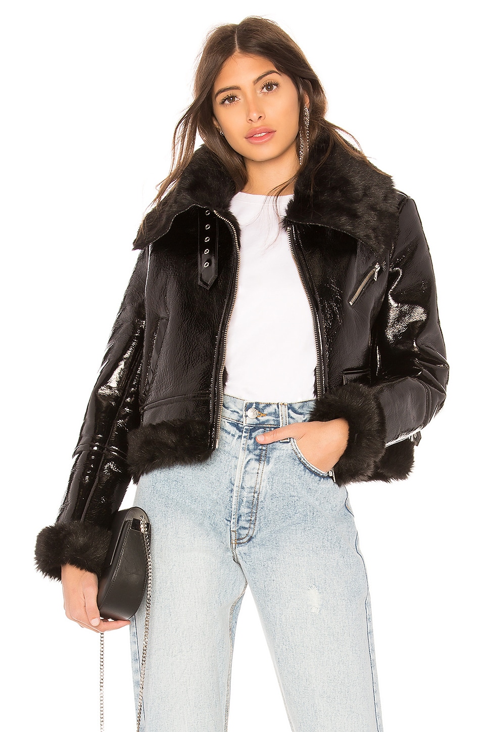 Patent Leather Shearling Jacket