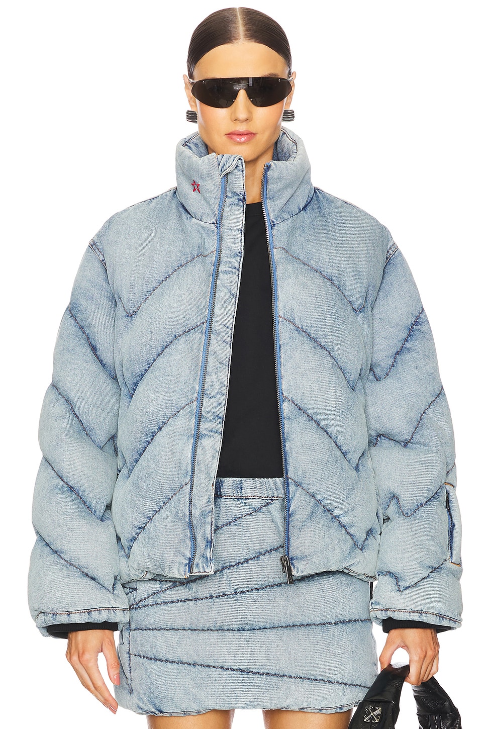 Denim Puffer Jacket - Thumbnail 1