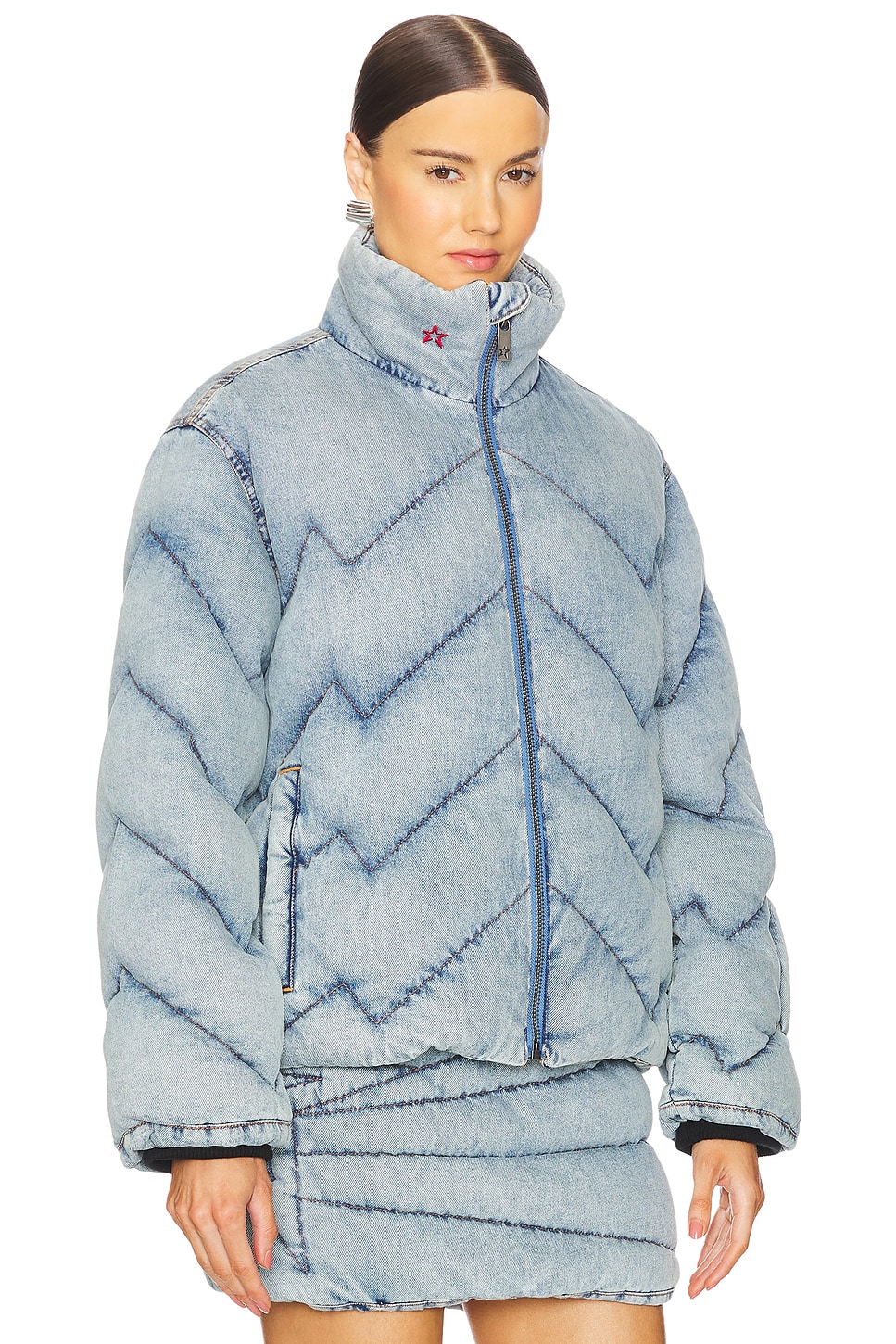Denim Puffer Jacket - Thumbnail 3