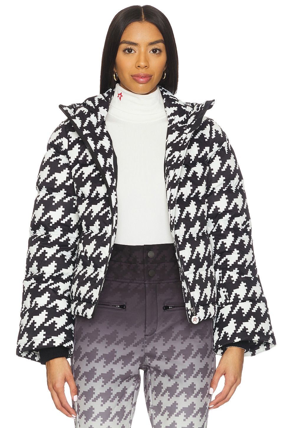 Perfect Moment Polar Flare Ski Jacket III in Black & White