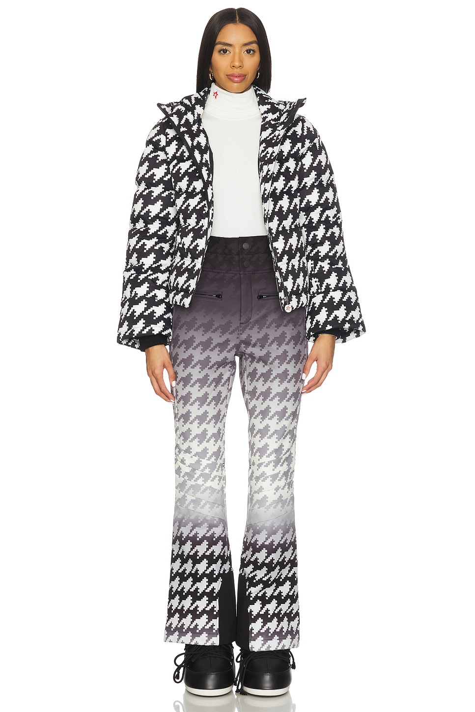 Perfect Moment Polar Flare Ski Jacket III in Black & White