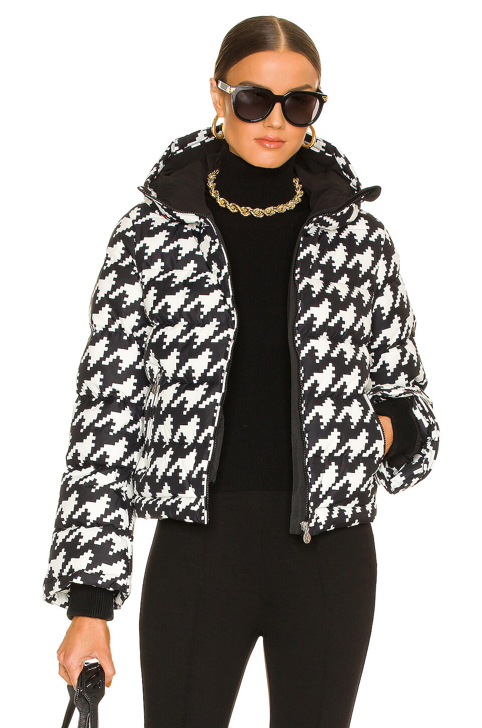 Perfect Moment Polar Flare Jacket Houndstooth Black & Snow White