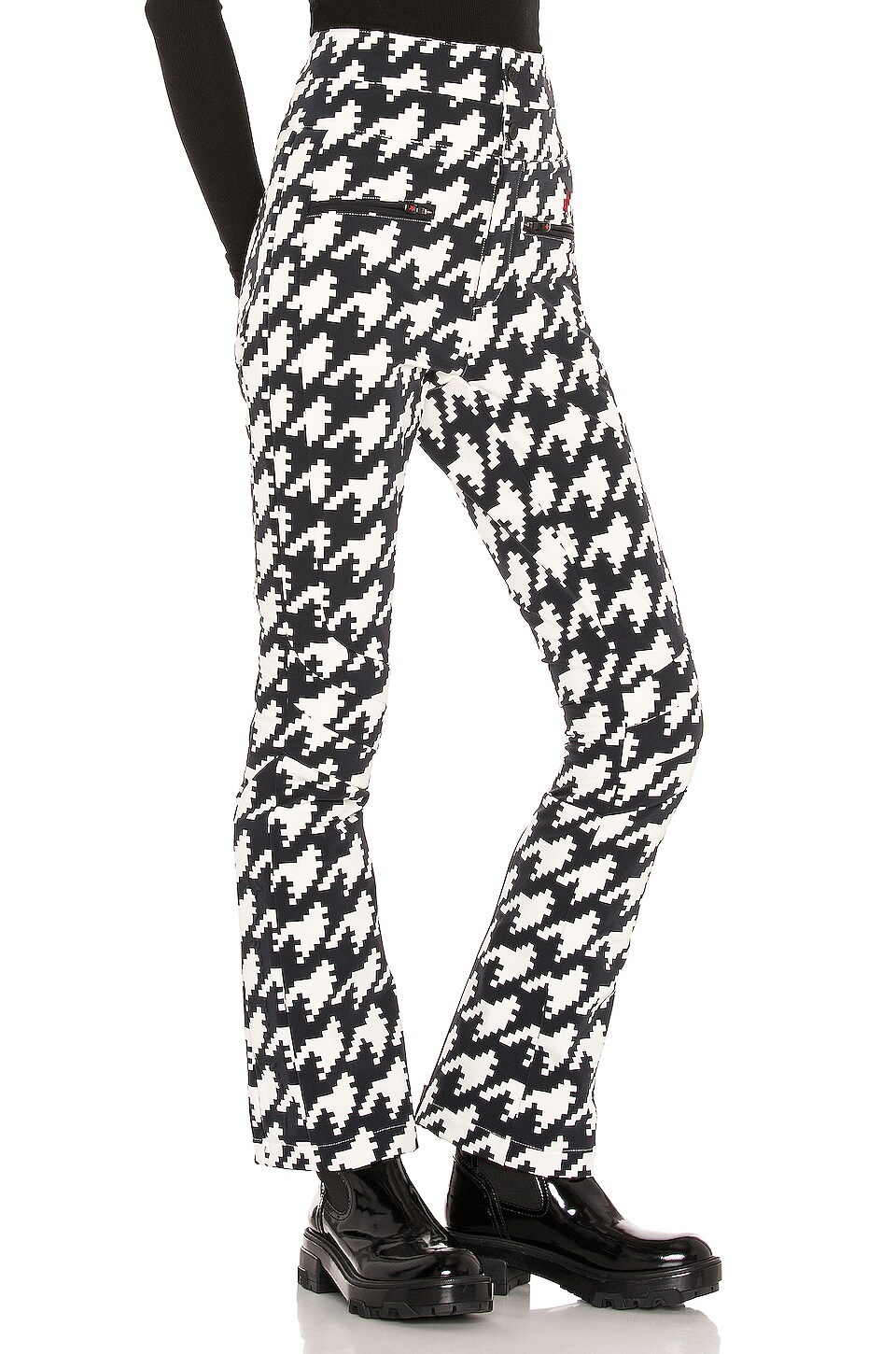 Perfect Moment Aurora High Waist Flare Pant in Black & Snow White Houndstooth