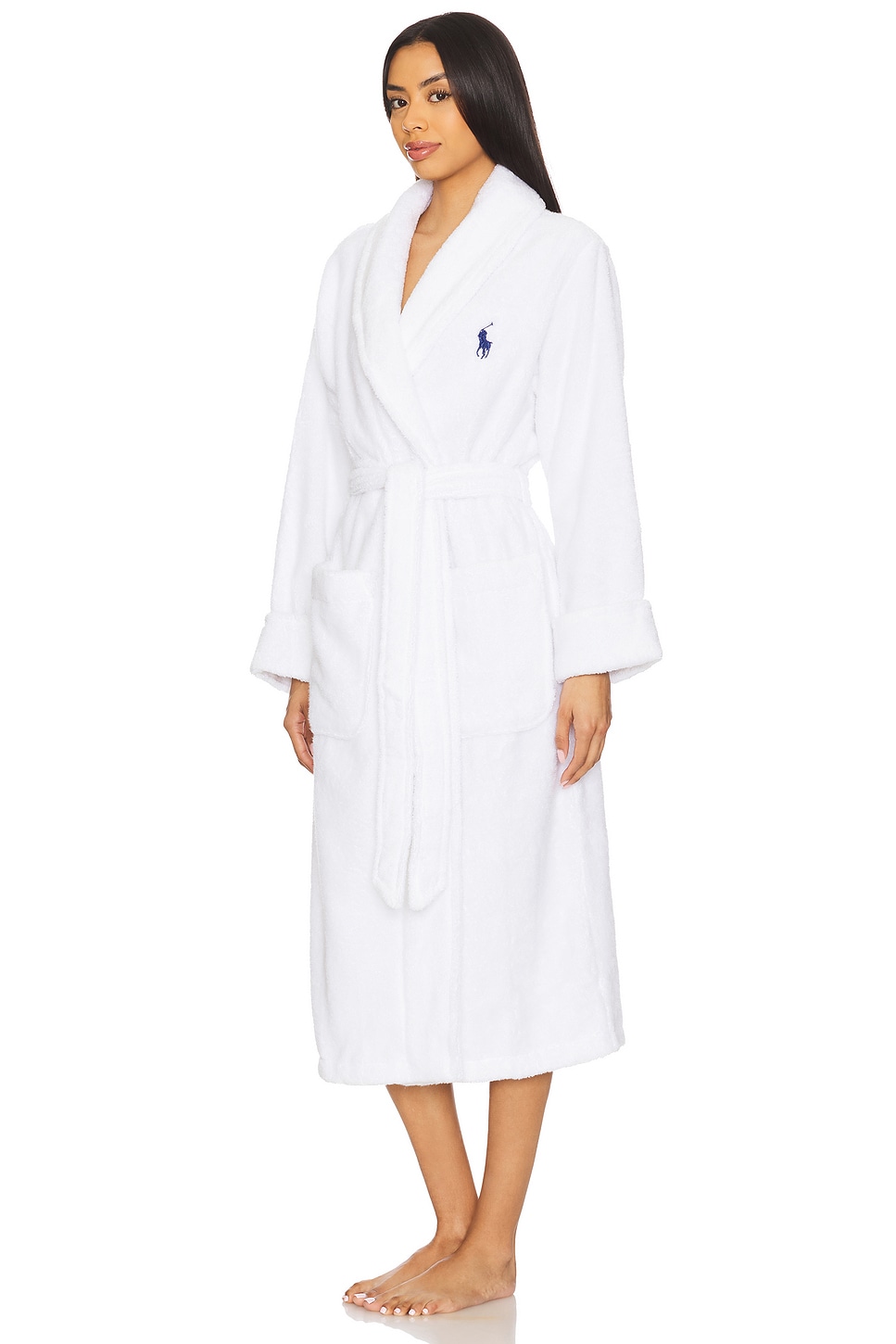 Back Robe Polo Ralph Lauren Intimates Printed Back Robe in White Cloud W/ Beret ...