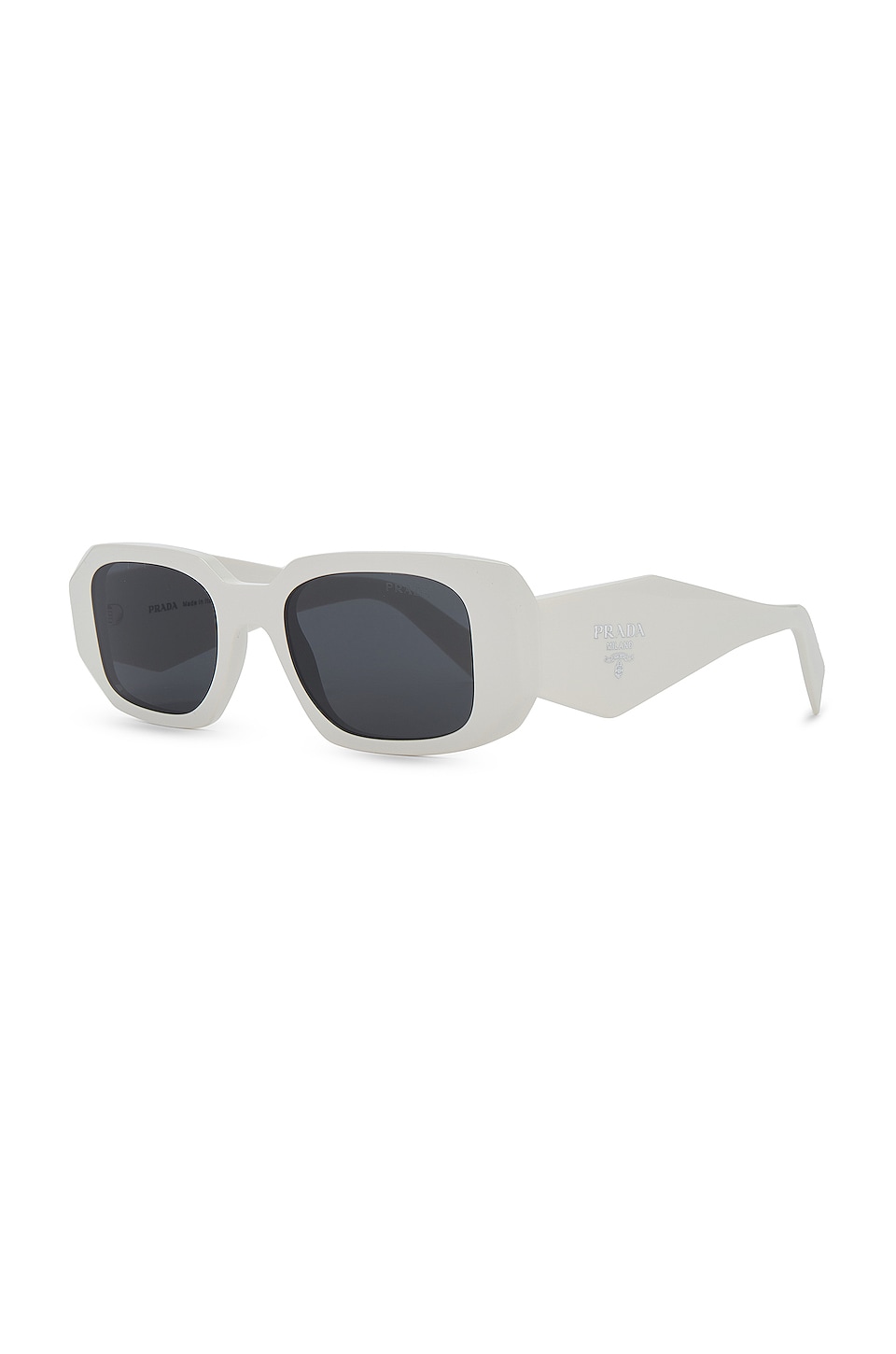 Prada Scultoreo Narrow Sunglasses in White & Dark Grey