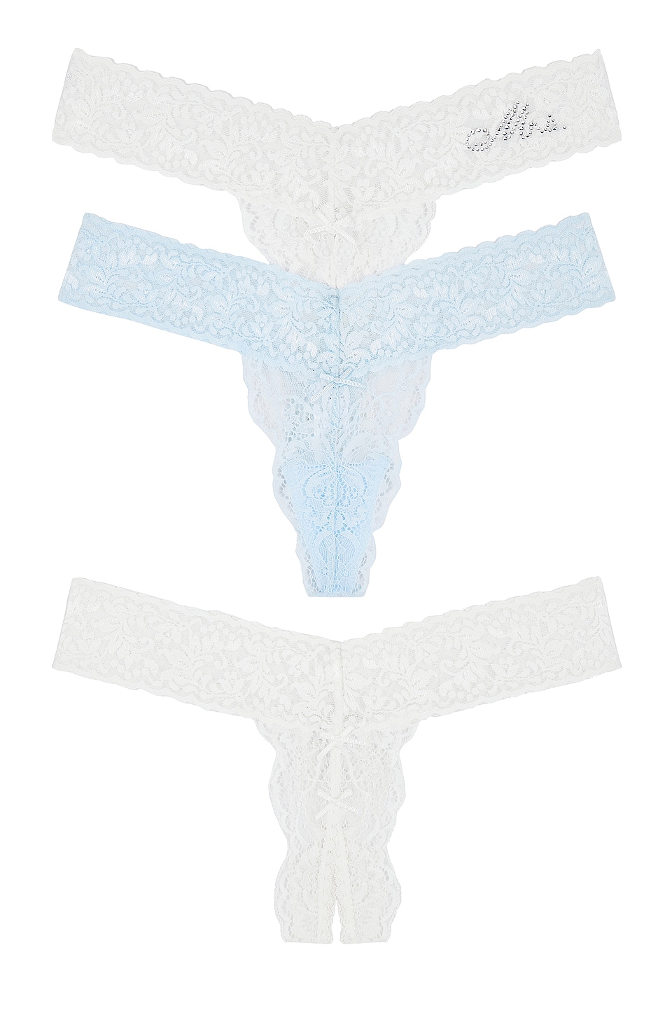 Privacy Please Violet Thong 3 Pack in White & Blue