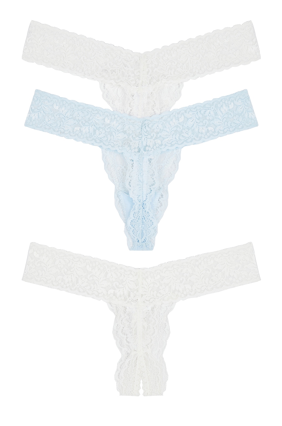 Privacy Please Violet Thong 3 Pack in White & Blue