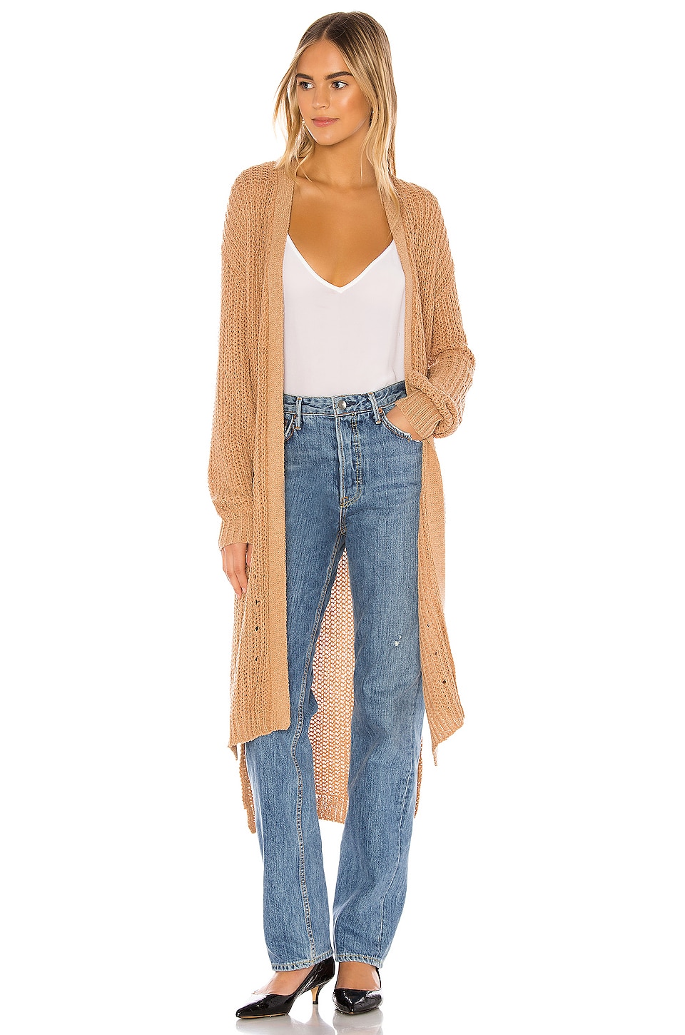 camel cardigan duster