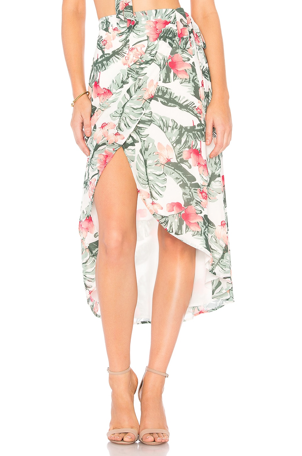 Privacy Please Java Wrap Skirt in Ivory Palm