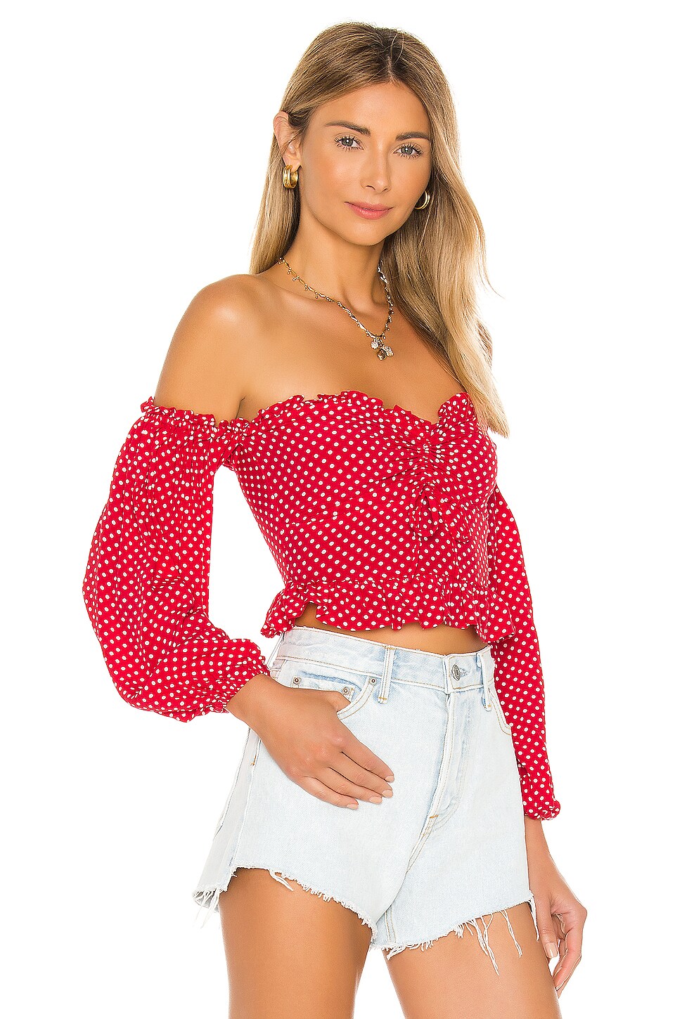 Privacy Please Arianna Top in Red & White Dot