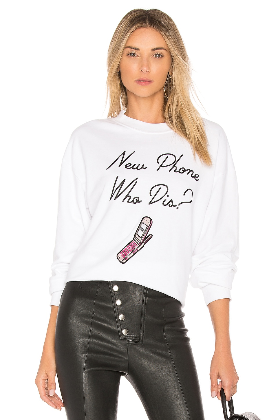 Private Party New Phone Who Dis Crewneck Sweatshirt in White | REVOLVE