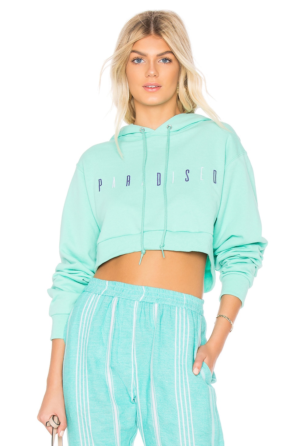 mint cropped hoodie