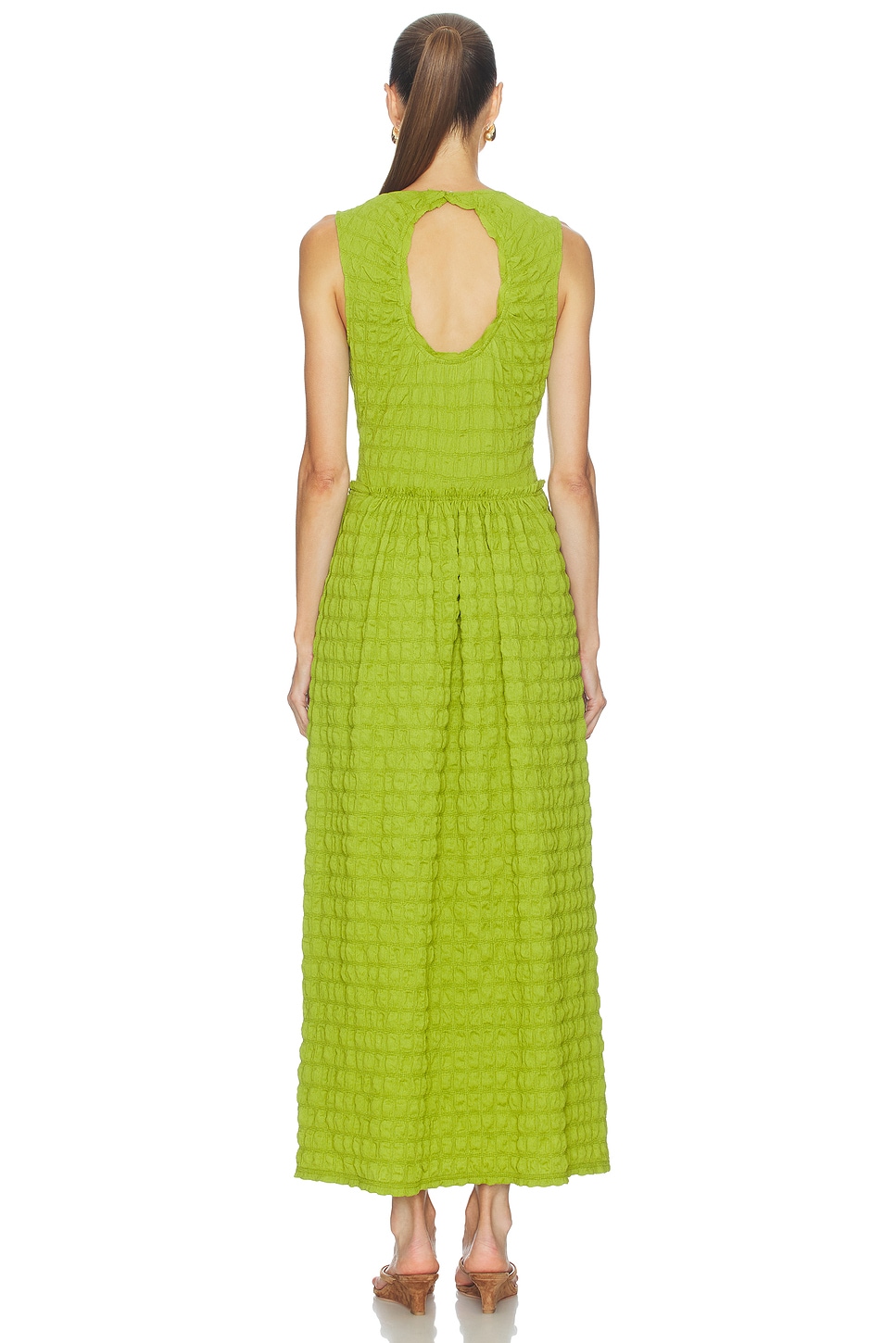 proenza schouler green dress Tania Silk Midi Dress in Blue Miami Floral Emerald