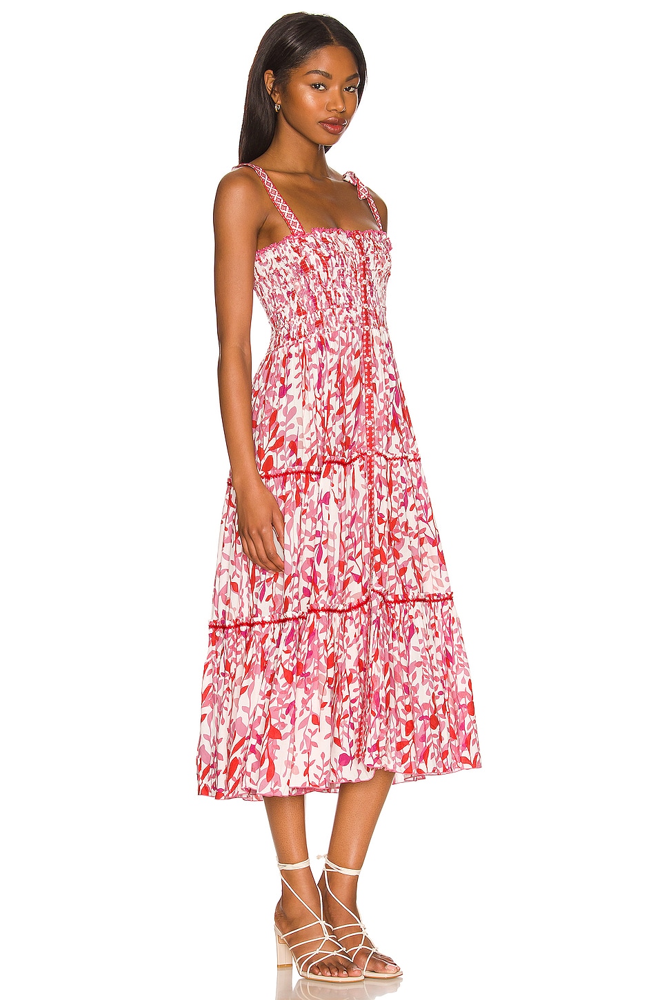 Poupette St Barth Triny Midi Dress in Pink Esterel