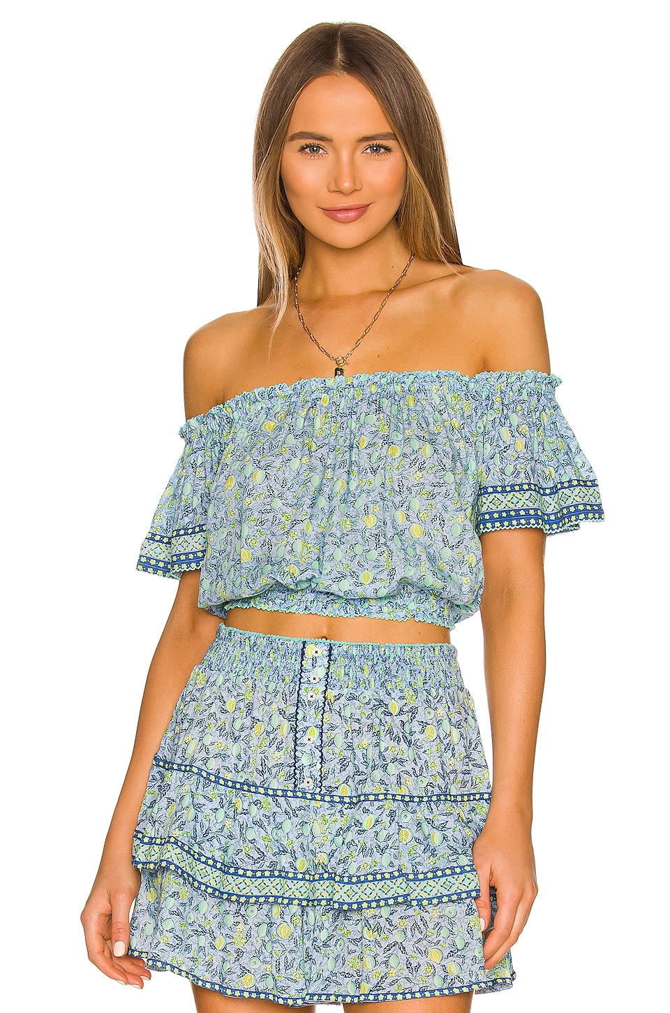 Poupette St Barth Camilla Blouse in Blue Lemon | REVOLVE