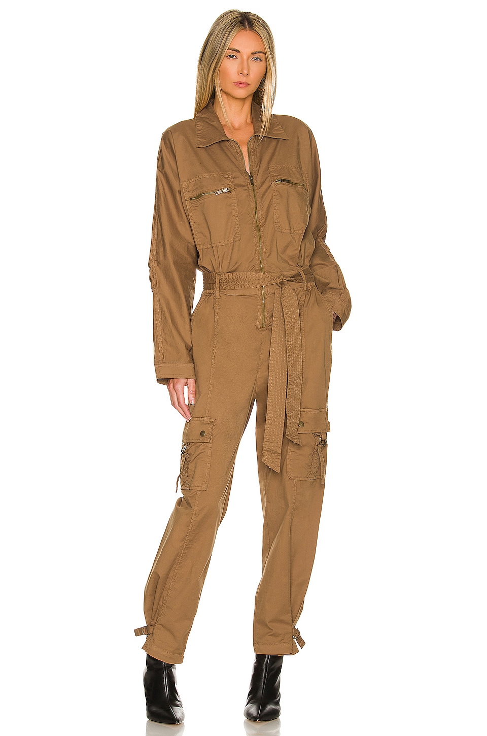 long sleeve cargo jumpsuit