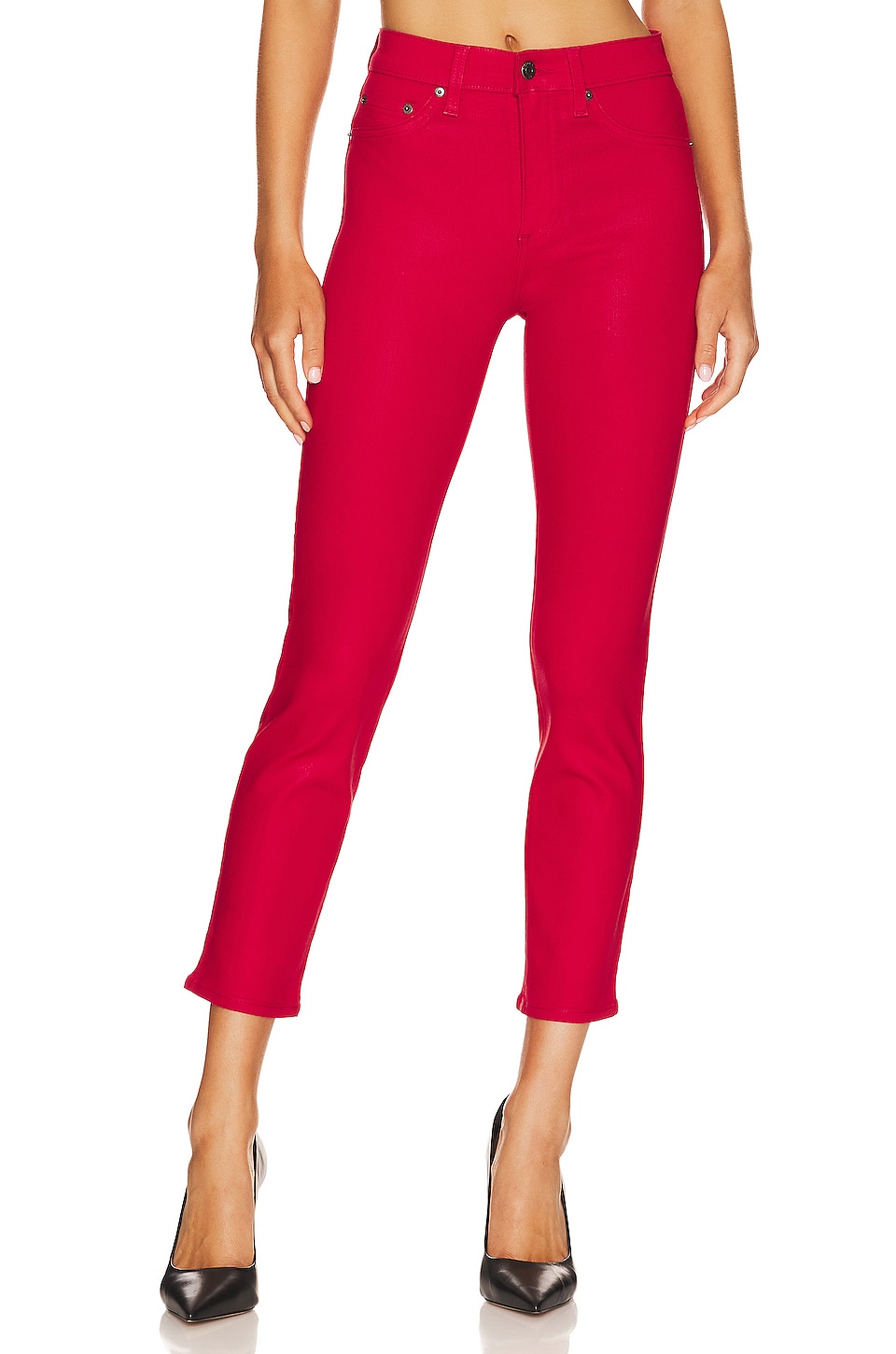 PISTOLA Monroe Crop High Rise Cigarette in Coated Rouge | REVOLVE