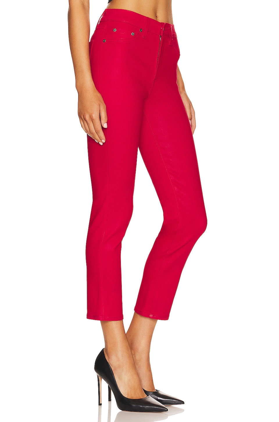 PISTOLA Monroe Crop High Rise Cigarette in Coated Rouge