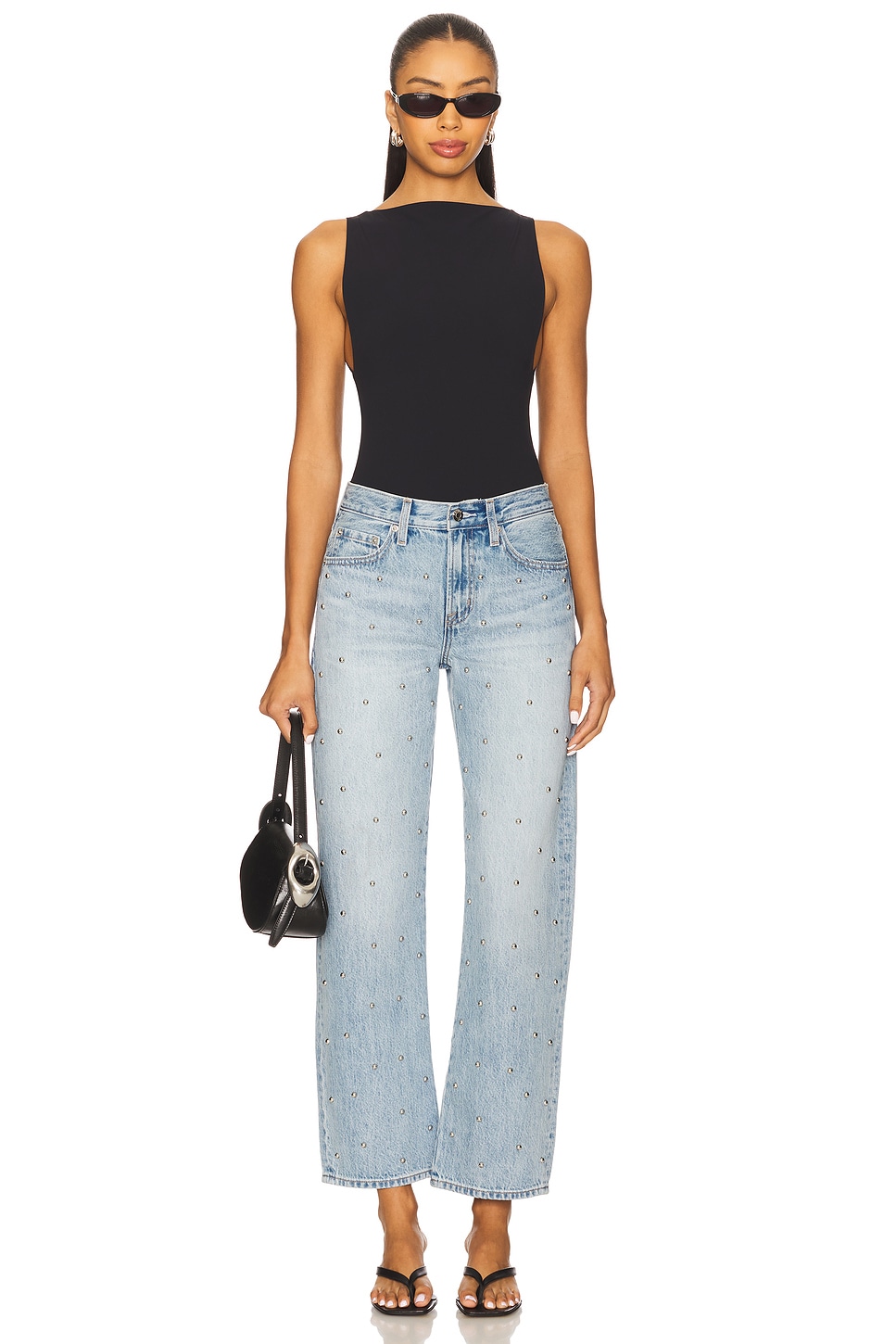 PISTOLA Lexi Mid Rise Bowed Straight Jeans thumbnail