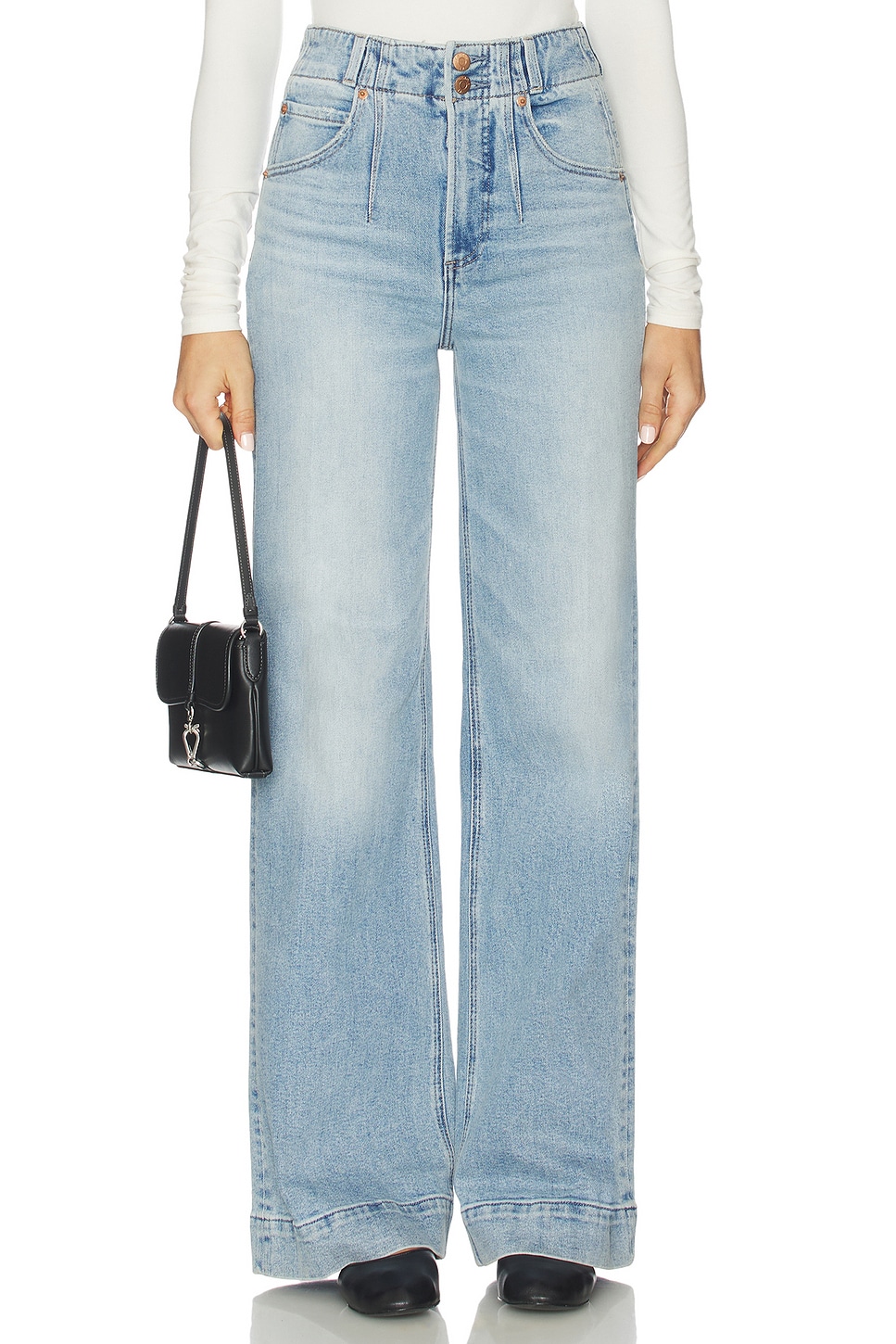 Lana Double Button Wide Leg Jeans