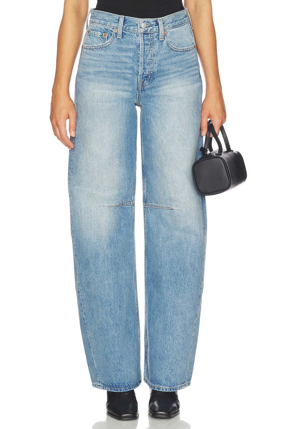 PISTOLA Sydney High Rise Bowed Wide Jeans