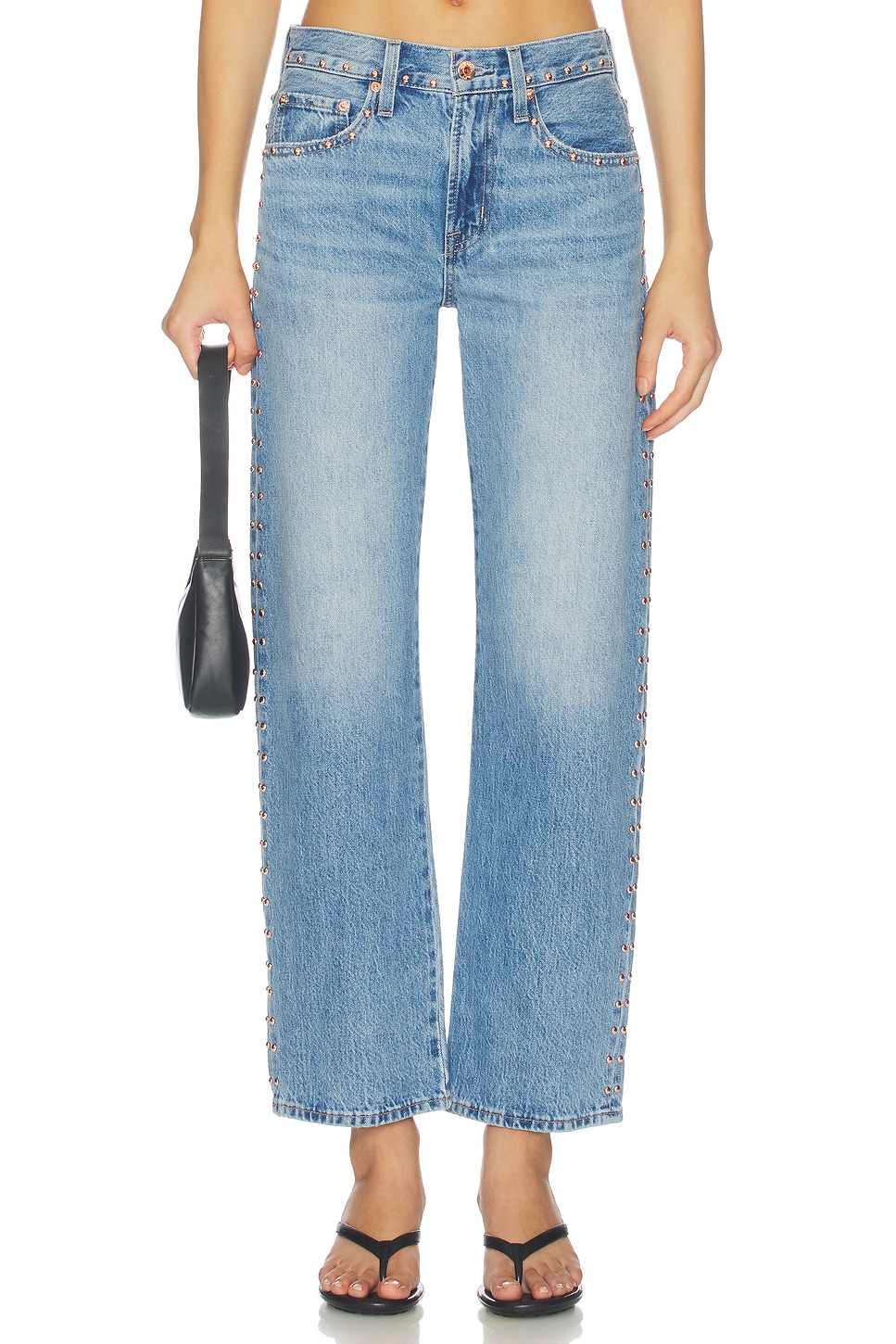 Lexi Mid Rise Bowed Straight Leg Jeans