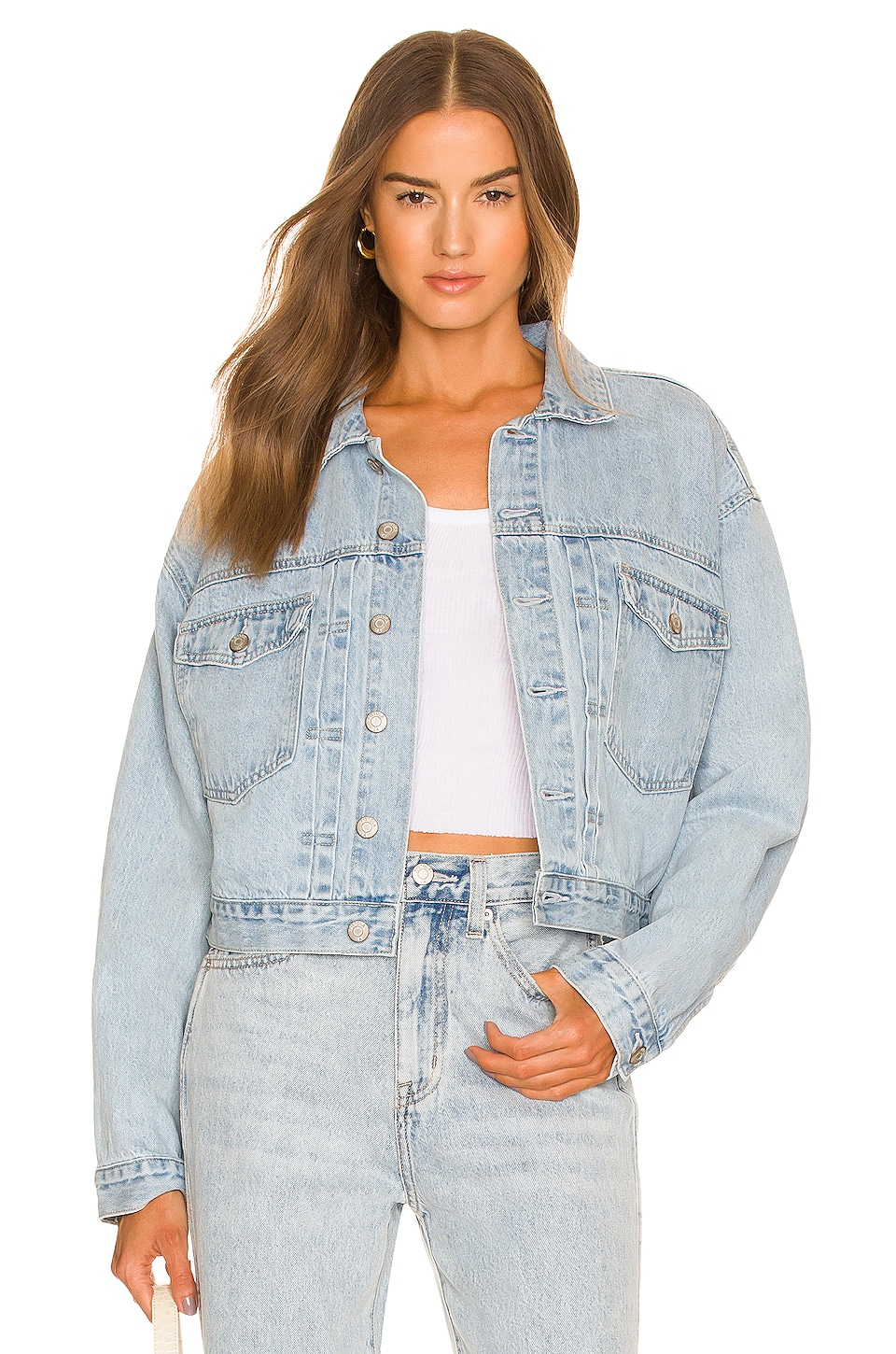 PISTOLA Shelby Oversized Pleated Trucker Jacket in Secret Garden | REVOLVE