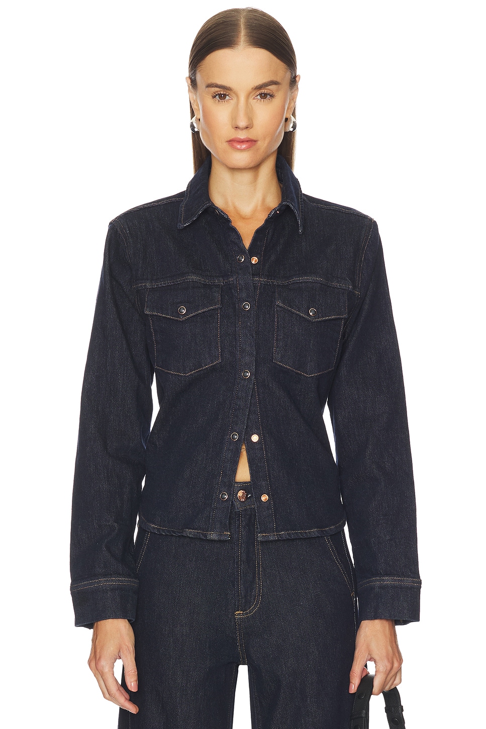 Thea Shrunken Denim Shacket - thumbnail 2
