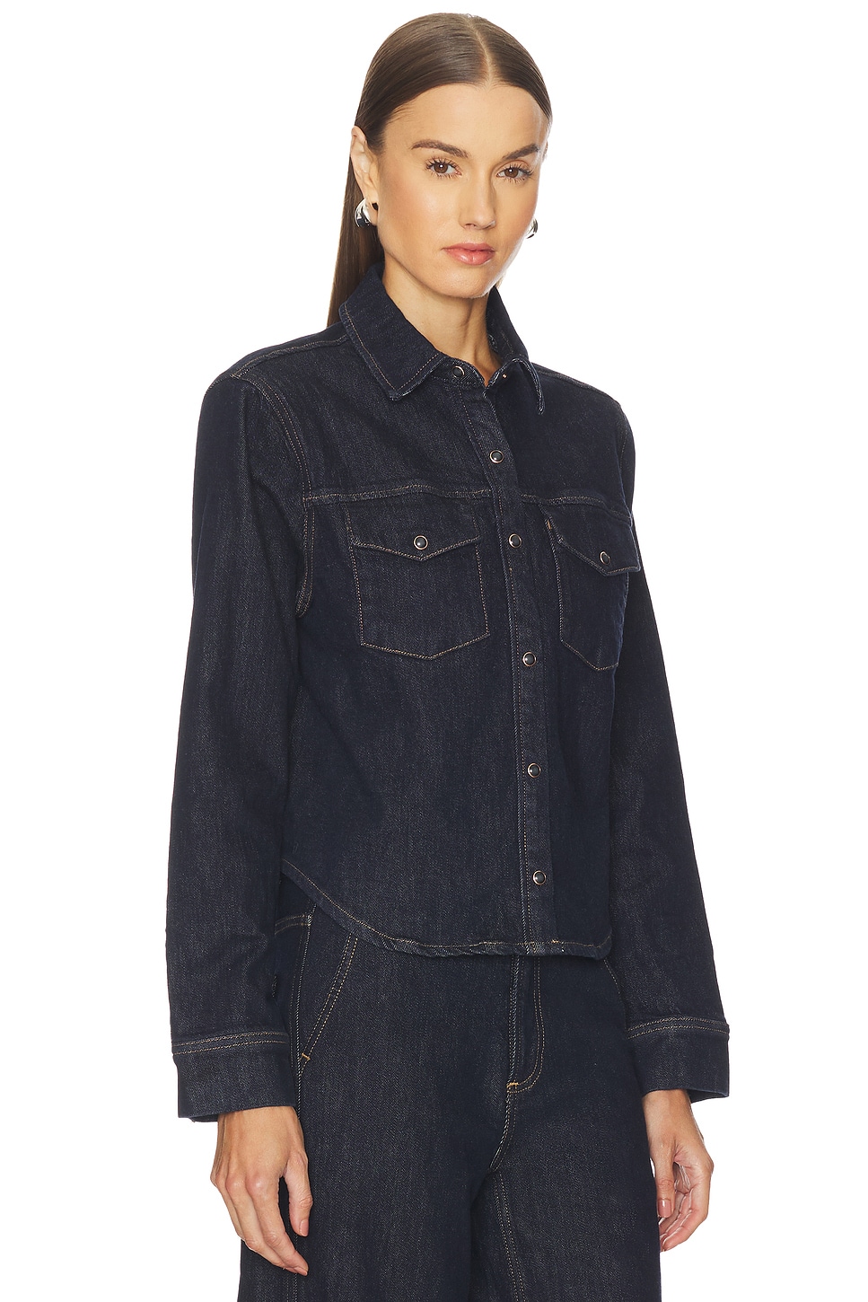 Thea Shrunken Denim Shacket - thumbnail 3
