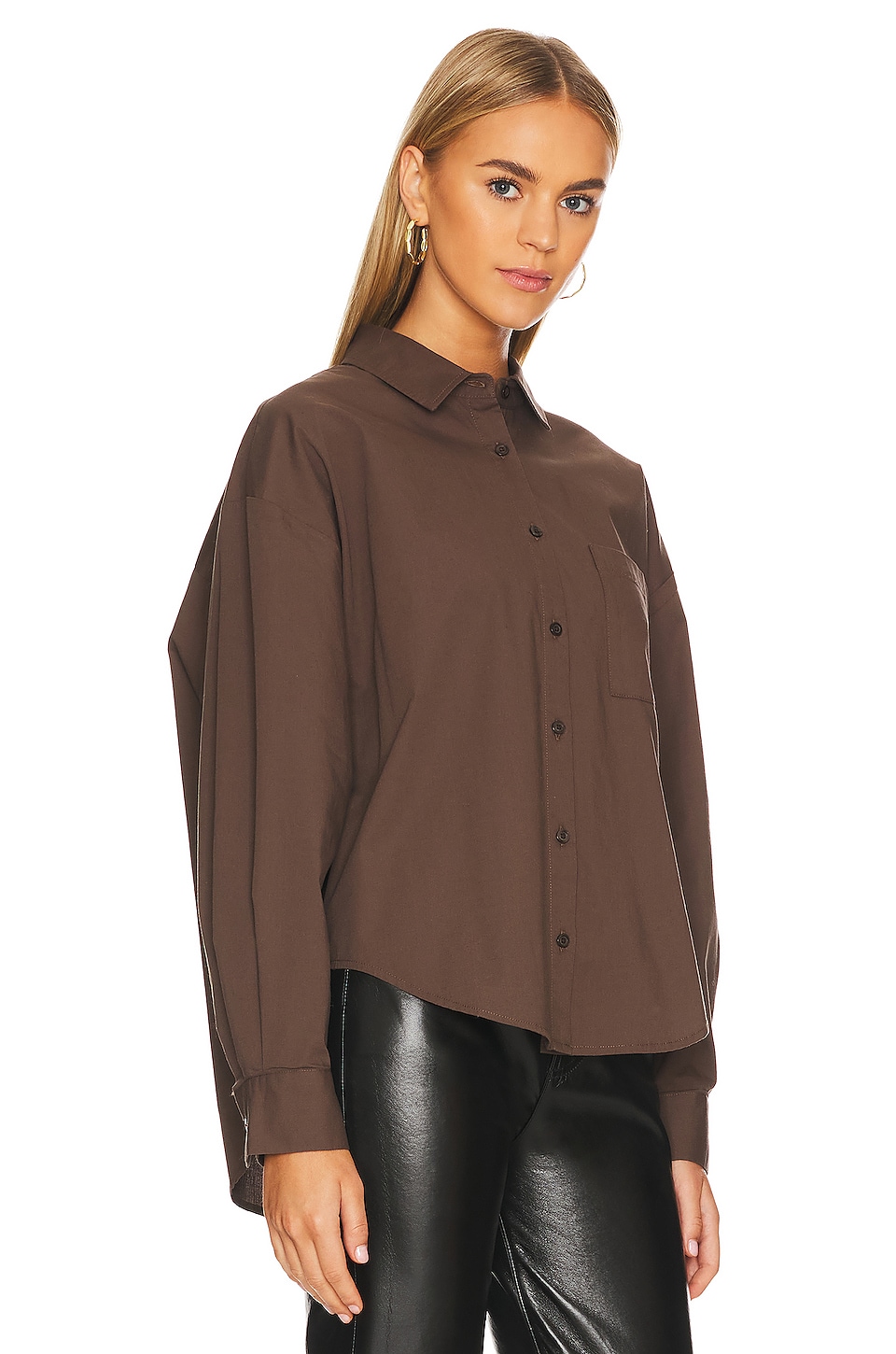 PISTOLA Sloane Oversized Button Down in Espresso