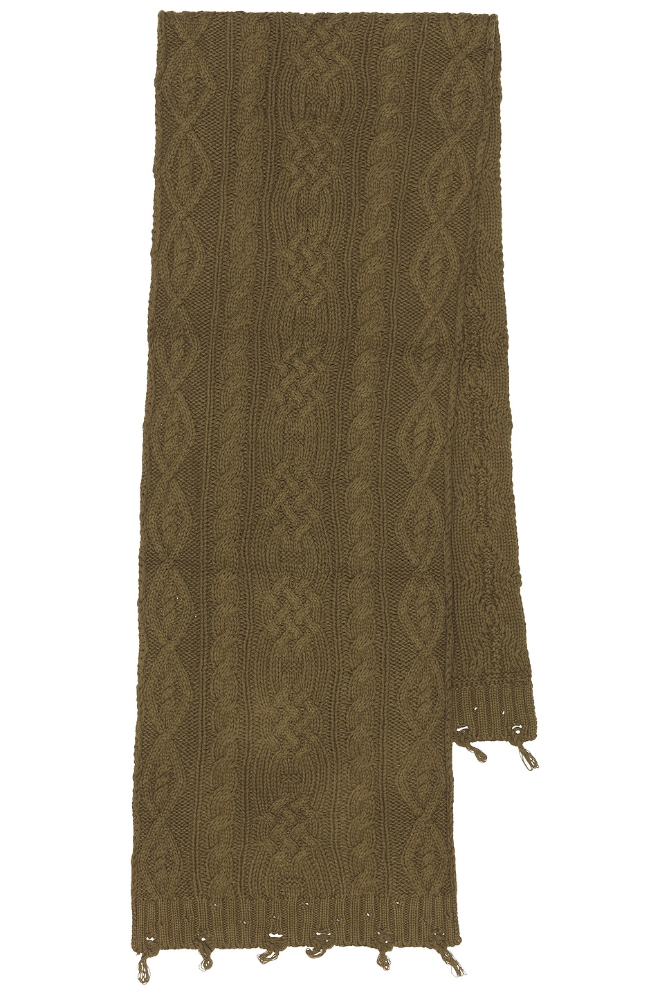 Distressed Cable Knit Scarf - Thumbnail 1