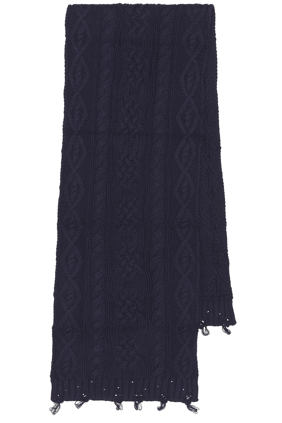 Distressed Cable Knit Scarf - Thumbnail 1